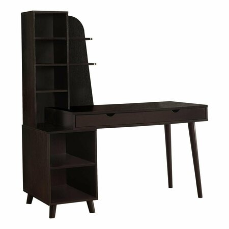 DAPHNES DINNETTE 55 in. Espresso Computer Desk with Bookcase DA3067085